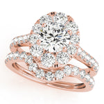 18K Rose Gold Round Diamond Halo Engagement Ring