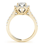 14K Yellow Gold Round Diamond Halo Engagement Ring