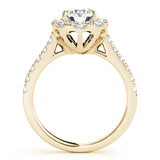 14K Yellow Gold Round Diamond Halo Engagement Ring