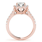 18K Rose Gold Round Diamond Halo Engagement Ring
