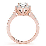 18K Rose Gold Round Diamond Halo Engagement Ring