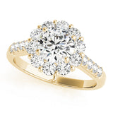 14K Yellow Gold Round Diamond Halo Engagement Ring