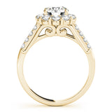 14K Yellow Gold Round Diamond Halo Engagement Ring
