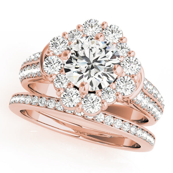 18K Rose Gold 2 CT Diamond Halo Engagement Ring