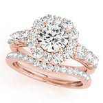 14K Rose Gold Round Diamond Halo Engagement Ring