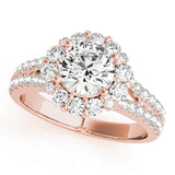 18K Rose Gold 1 CT Diamond Halo Engagement Ring