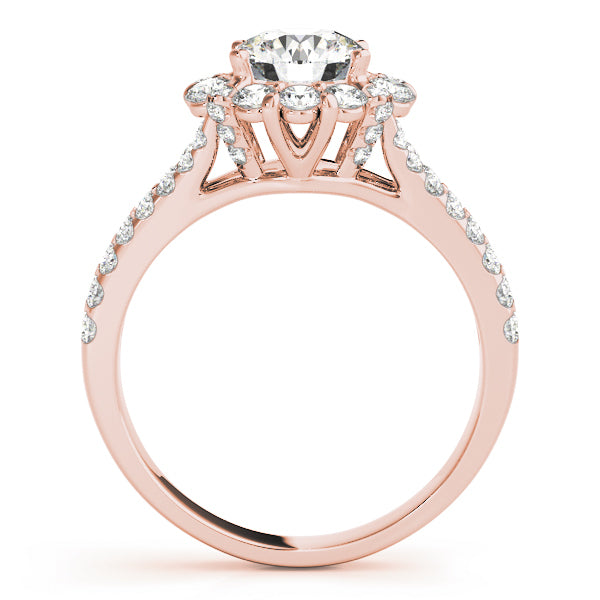 18K Rose Gold 1 CT Diamond Halo Engagement Ring