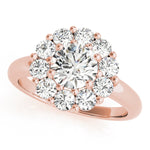 18K Rose Gold 2 CT Diamond Halo Engagement Ring