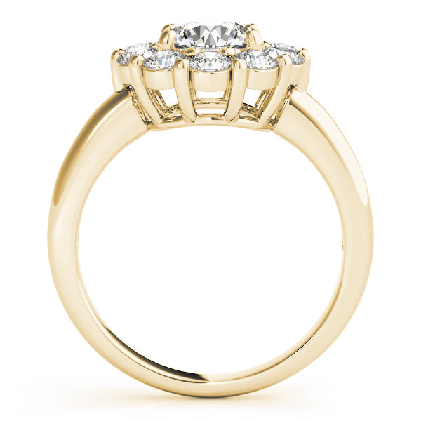14K Yellow Gold Diamond Halo Engagement Ring 2 ctw