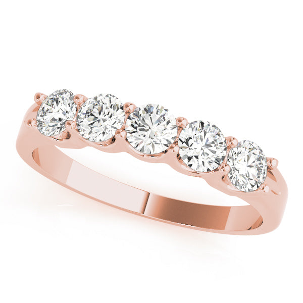 14K Rose Gold 5-Stone Diamond Wedding Ring