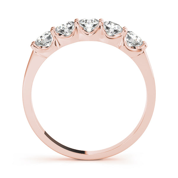 14K Rose Gold 5-Stone Diamond Wedding Ring