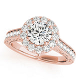 18K Rose Gold 1 ct Diamond Halo Engagement Ring