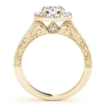 14K Yellow Gold Diamond Halo Engagement Ring 1 ct