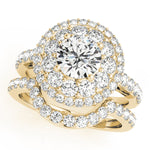 14K Yellow Gold Round Diamond Halo Engagement Ring
