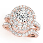 14K Rose Gold Diamond Halo Engagement Ring 2 ctw