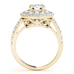14K Yellow Gold Round Diamond Halo Engagement Ring