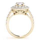 14K Yellow Gold Round Diamond Halo Engagement Ring