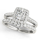 1.0 CT Cushion Diamond Halo Engagement Ring
