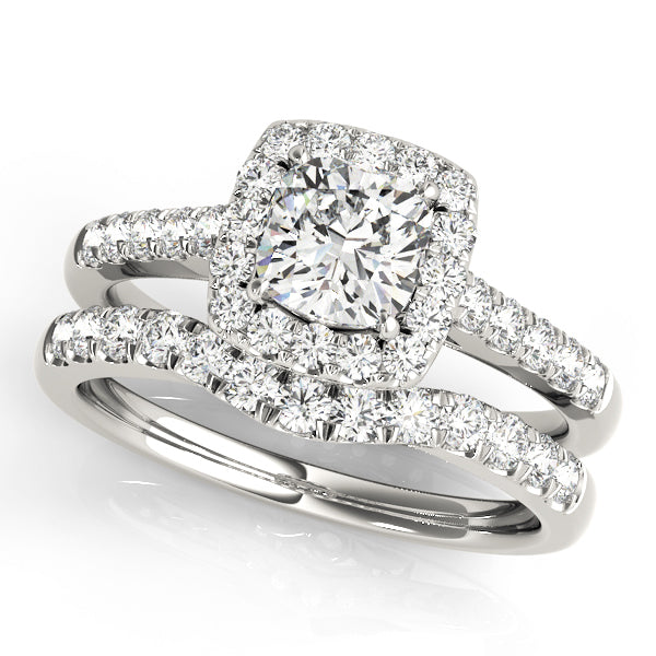1.0 CT Cushion Diamond Halo Engagement Ring