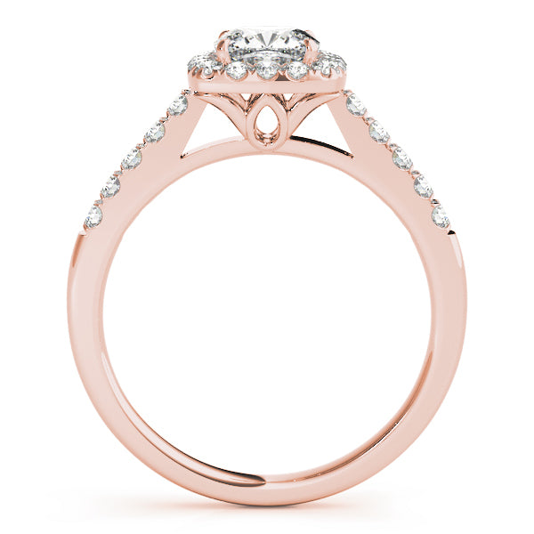 14K Rose Gold Cushion Diamond Halo Engagement Ring