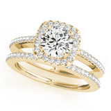 14K Yellow Gold 1 CT Diamond Halo Engagement Ring