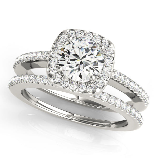 1.0 CT Round Diamond Halo Engagement Ring