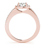 14K Rose Gold 1 CT Diamond Halo Engagement Ring