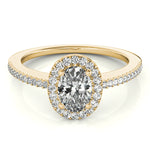 18K Yellow Gold Oval Diamond Engagement Ring with Halo