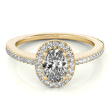 18K Yellow Gold Oval Diamond Engagement Ring with Halo