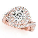 14K Rose Gold 1 ct Diamond Halo Engagement Ring
