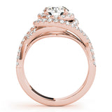 14K Rose Gold 1 ct Diamond Halo Engagement Ring