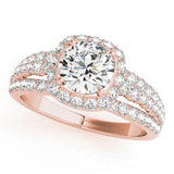 14K Rose Gold Diamond Halo Engagement Ring 1.88ctw