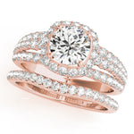 14K Rose Gold Diamond Halo Engagement Ring 1.88ctw