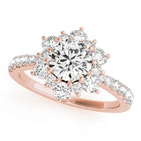 18K Rose Gold 1 CT Diamond Halo Engagement Ring
