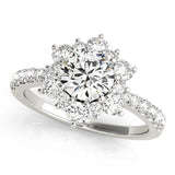 Round Diamond Halo Engagement Ring in Gold