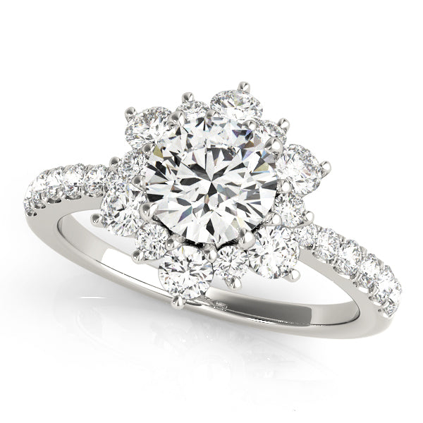 Round Diamond Halo Engagement Ring in Gold