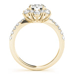 18K Yellow Gold Round Diamond Halo Engagement Ring