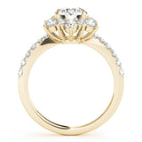 18K Yellow Gold Round Diamond Halo Engagement Ring