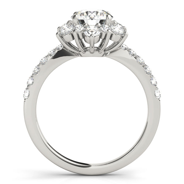 Round Diamond Halo Engagement Ring in Gold