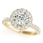 18K Yellow Gold Round Diamond Halo Engagement Ring