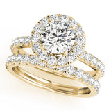 18K Yellow Gold Round Diamond Halo Engagement Ring