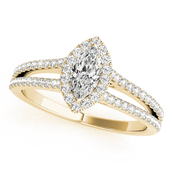 14K Yellow Gold Marquise Diamond Engagement Ring