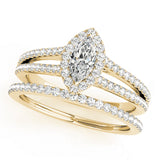 14K Yellow Gold Marquise Diamond Engagement Ring