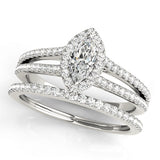 1.0 CT Marquise Diamond Halo Engagement Ring