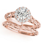 14K Rose Gold Diamond Halo Engagement Ring 0.5 ct