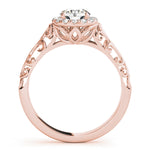 14K Rose Gold Diamond Halo Engagement Ring 0.5 ct
