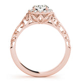 14K Rose Gold Diamond Halo Engagement Ring 0.5 ct