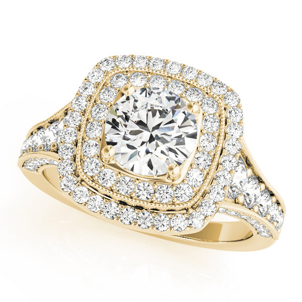 14K Yellow Gold Diamond Halo Engagement Ring 1.87 ctw