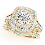 14K Yellow Gold Diamond Halo Engagement Ring 1.87 ctw