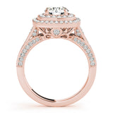 14K Rose Gold Diamond Halo Engagement Ring - 1.87 ctw